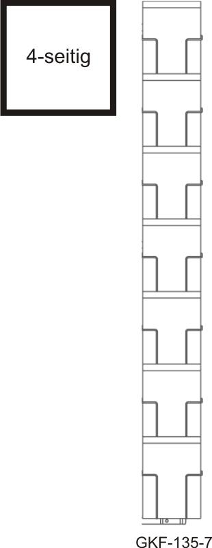 Karten-Bodenständer, 135 mm, 28 Fächer, 4-seitig, 1-reihig, silber